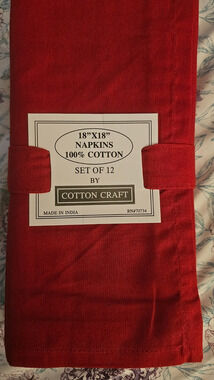 NIP Set of 12 Cotton Craft 100% Cotton 18 in Square Napkins